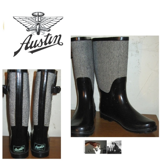 houndstooth rain boots